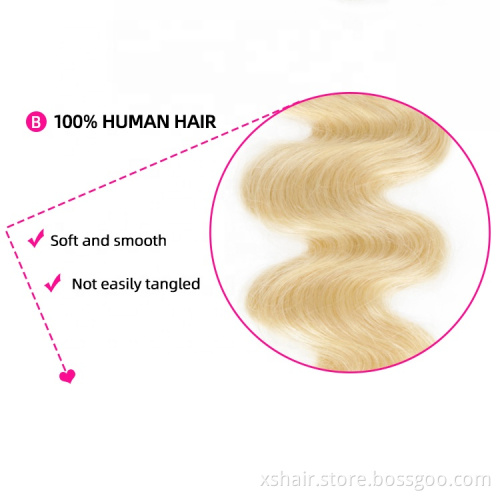 Hot selling body 100% virgin blonde 613 russian human hair bundles ,Raw 613 Virgin Blonde Human Hair Vendors